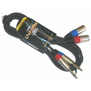 Proel Livewire 2 x Male XLR - 2 x 6.35mm Mono Jack 3 Metre