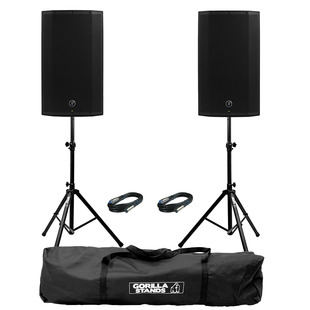2x Mackie Thump 12A V4 with Stands & Cables