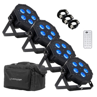 American DJ Mega HEX Par (x4) with Cables, Remote & Bag Package