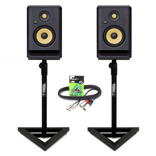 KRK Rokit RP5 G4 (Pair) with Studio Monitor Stands & Cable