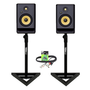 KRK Rokit RP7 G4 (Pair) with Studio Monitor Stands and Cable