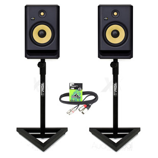 KRK Rokit RP8 G4 (Pair) with Studio Monitor Stands and Cable