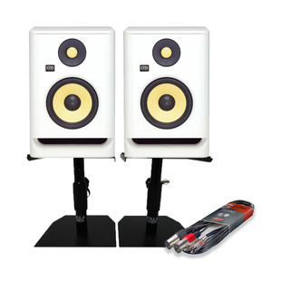 KRK RP8 G4 White Noise (Pair) with Monitor Stands & Cable