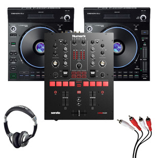 Denon LC6000 Prime (Pair) + Numark Scratch Mixer w/ Headphones + Cable