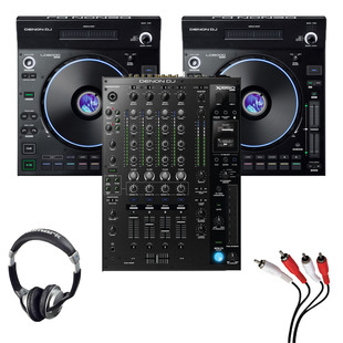 Denon LC6000 (Pair) + X1850 Mixer w/ Headphones + Cable