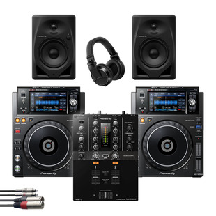 Pioneer DJM-250MK2 + XDJ-1000MK2 + DM-50D w/ Headphones + Cable