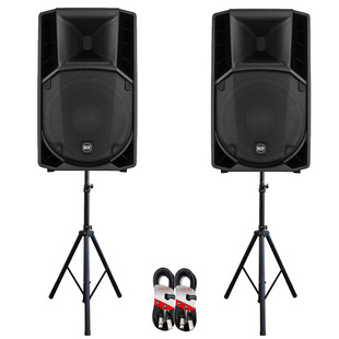 RCF Art 715-A MK4 PA Speakers with Stands & Cables