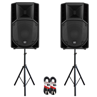 2x RCF Art 735-A MK4 PA Speaker with Stands & Cables