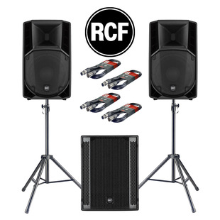 RCF Art 712-A MK4 (Pair) + 705AS II Sub w/ Stands, Carry Bag & Cables
