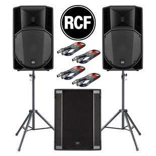 RCF Art 715-A MK4 (Pair) + 708AS II Sub w/ Stands, Carry Bag & Cables
