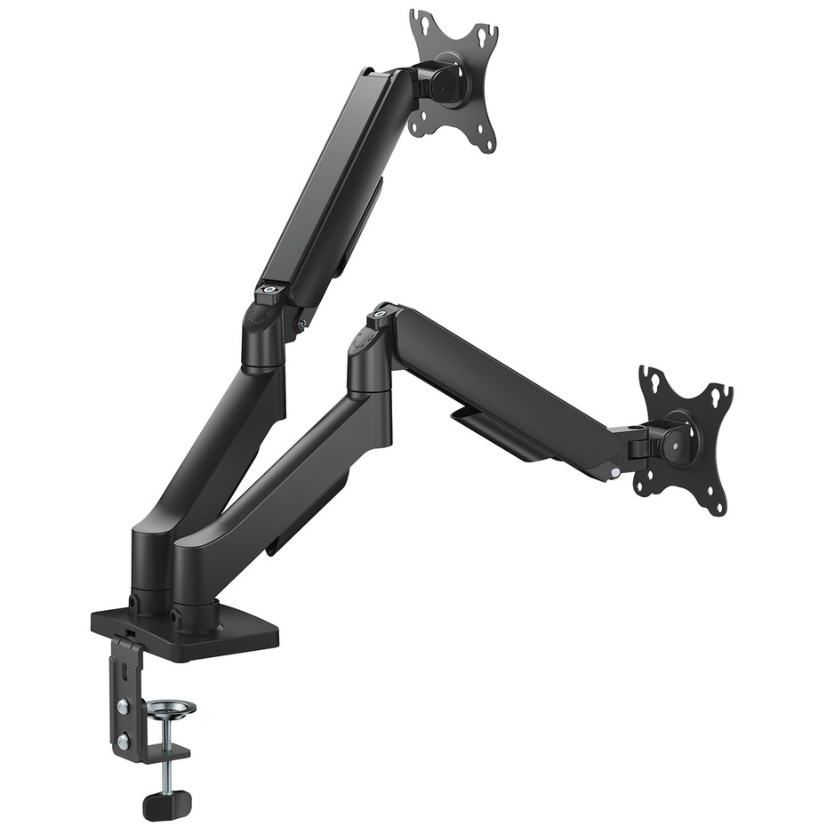 AV Link Dual Full Motion Gas Spring Desktop Monitor Arm with USB Hub