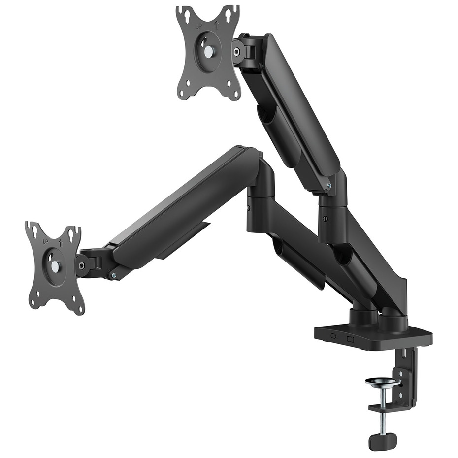 AV Link Dual Full Motion Gas Spring Desktop Monitor Arm with USB Hub