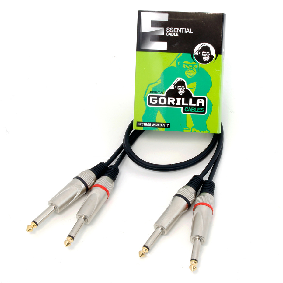 Gorilla Essential Cable 0.6m 2 x Mono Jack To 2 x Mono Jack Twin Lead 