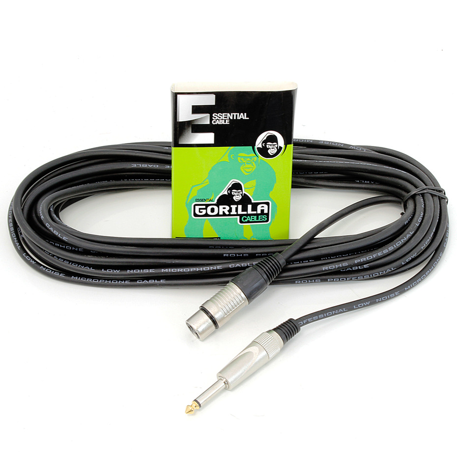 Gorilla Essential Cable 10m Mono Jack To Female XLR Microphone Lead 