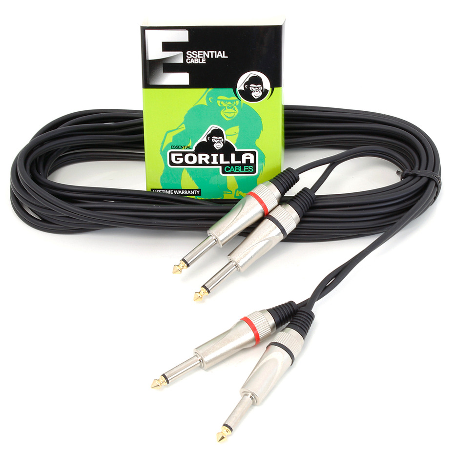 Gorilla Essential Cable 6m 2 x Mono Jack To 2 x Mono Jack Twin Lead 