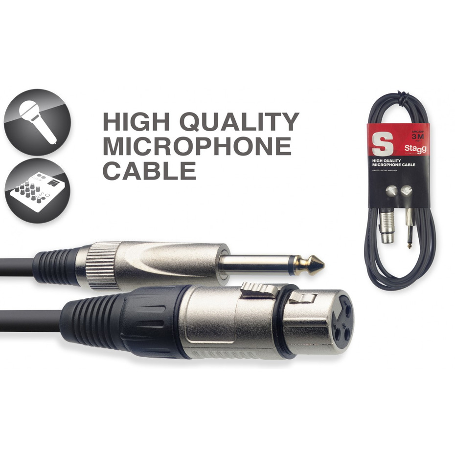 STAGG SMC10XP Cable Mono Jack To Female XLR Microphone Lead 