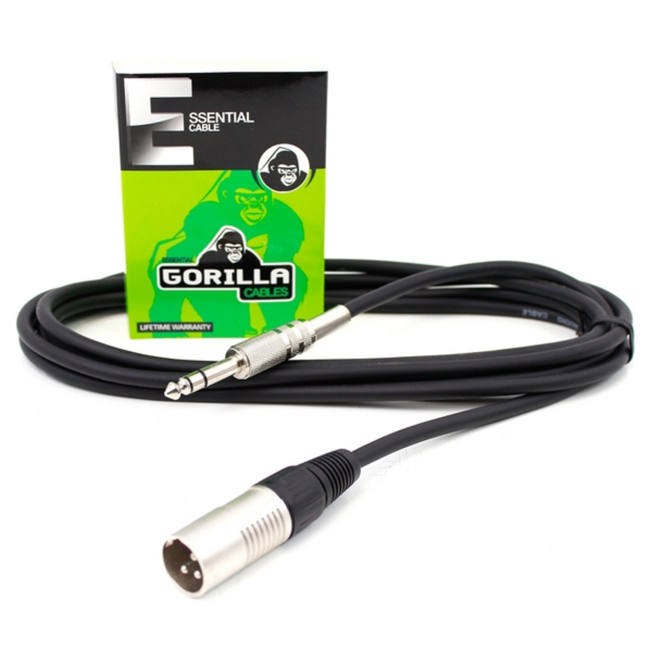 Gorilla Essential Cable 3m Male XLR To Stereo Jack Balanced Lead 