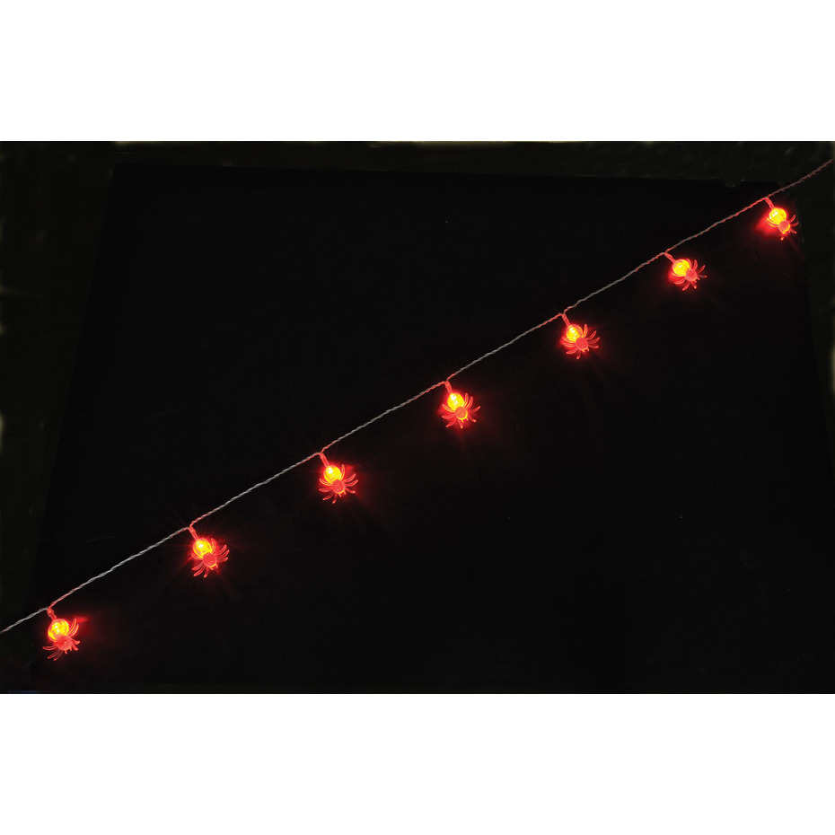 QTX Halloween LED String Lights - 10 x Red Spiders