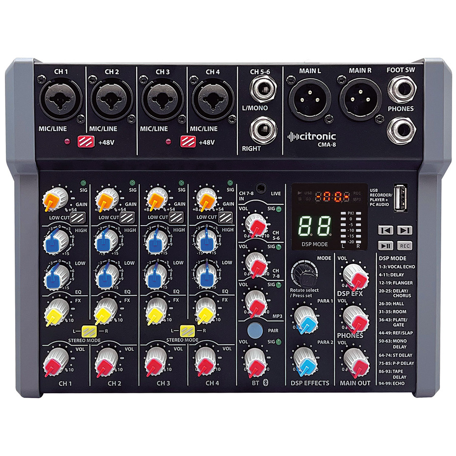 Citronic CMA-8 Compact USB Bluetooth Mixer