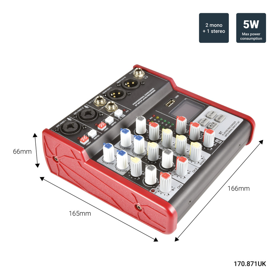 Citronic CSM-4 Compact Mixer with USB & Bluetooth