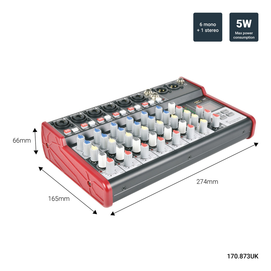 Citronic CSM-8 Compact Mixer with USB & Bluetooth