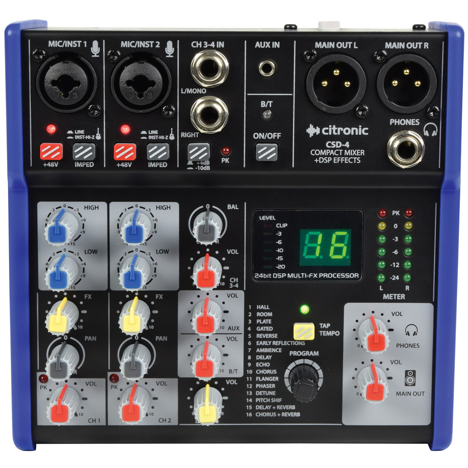 Citronic CSD-4 Compact Mixer with BT & DSP Effects