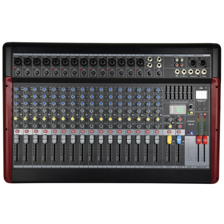 Citronic CSX-18 Live Mixer with USB/BT Player + DSP Effects