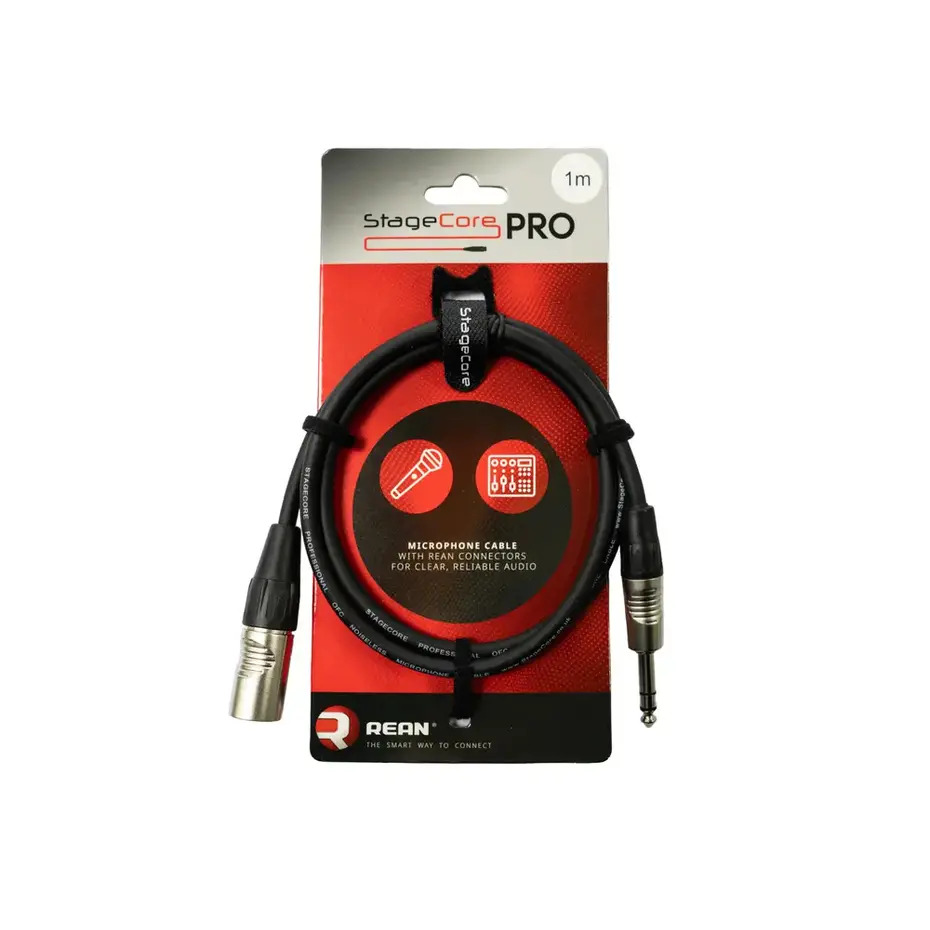 StageCore PRO PRO163 Male XLR - TRS Stereo Jack Cable REAN Connectors