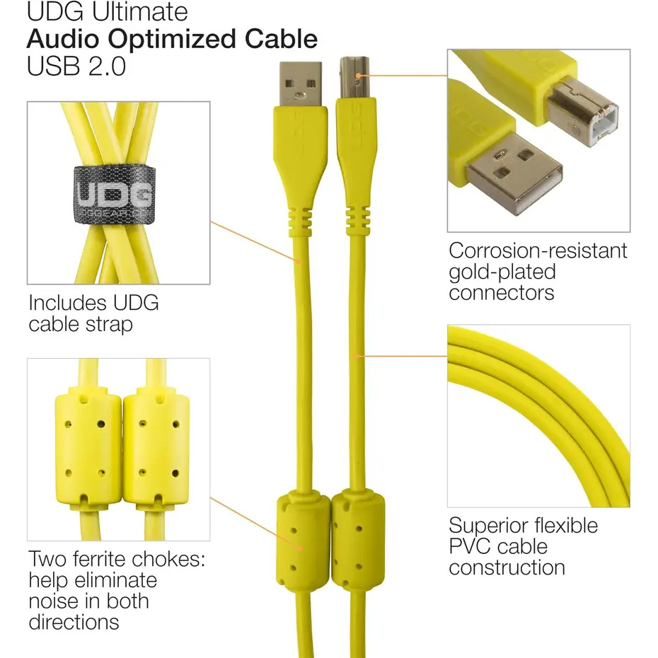 UDG Ultimate Audio Cable USB 2.0 A-B Yellow Angled 3M