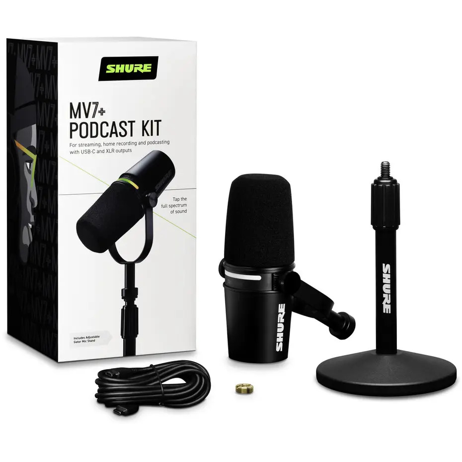 Shure MV7+ Podcast Microphone With Desktop Stand