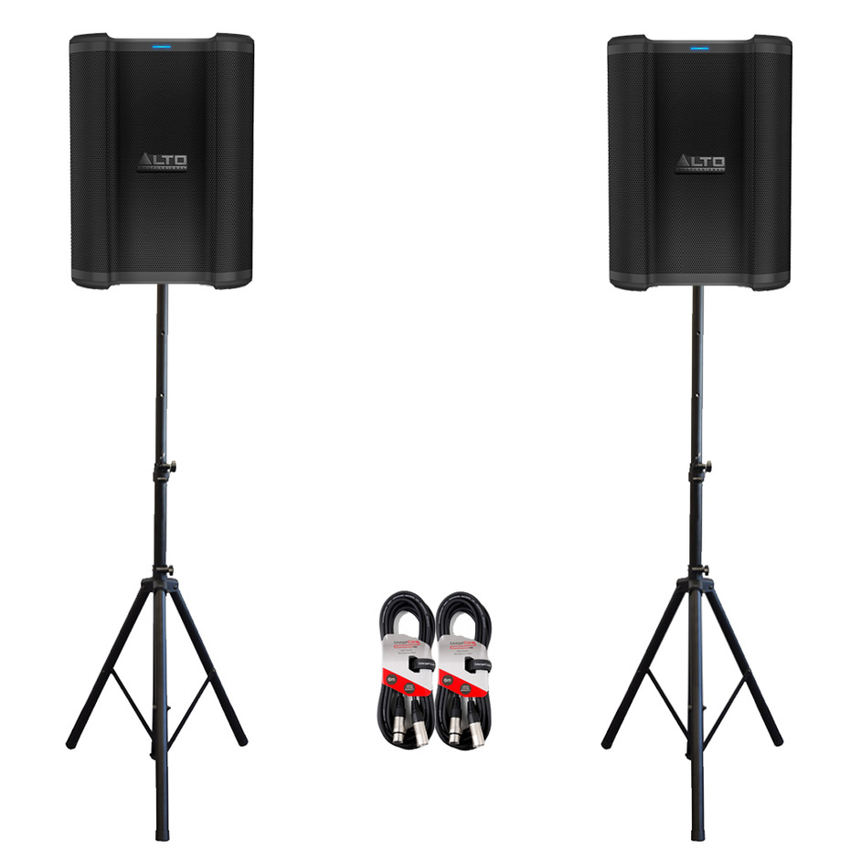 Alto Busker (Pair) with Speaker Stands and Cables Package