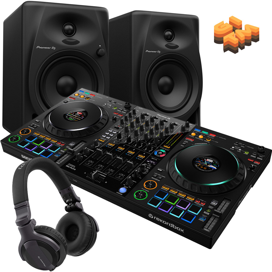 Pioneer DJ DDJ-FLX10, DM-50D + HDJ-CUE1 Bundle