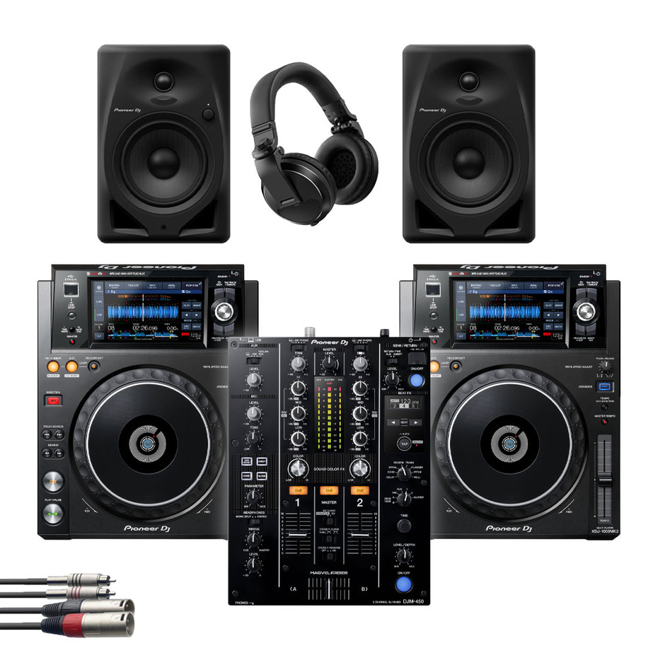 Pioneer DJM-450 + XDJ-1000MK2 + DM-50D w/ Headphones + Cable