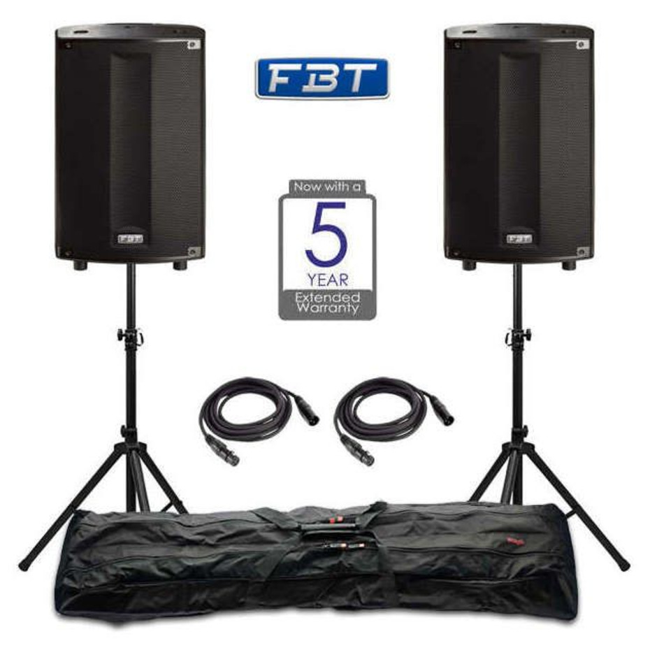 FBT ProMaxX 114A (Pair) with Stands and Cables