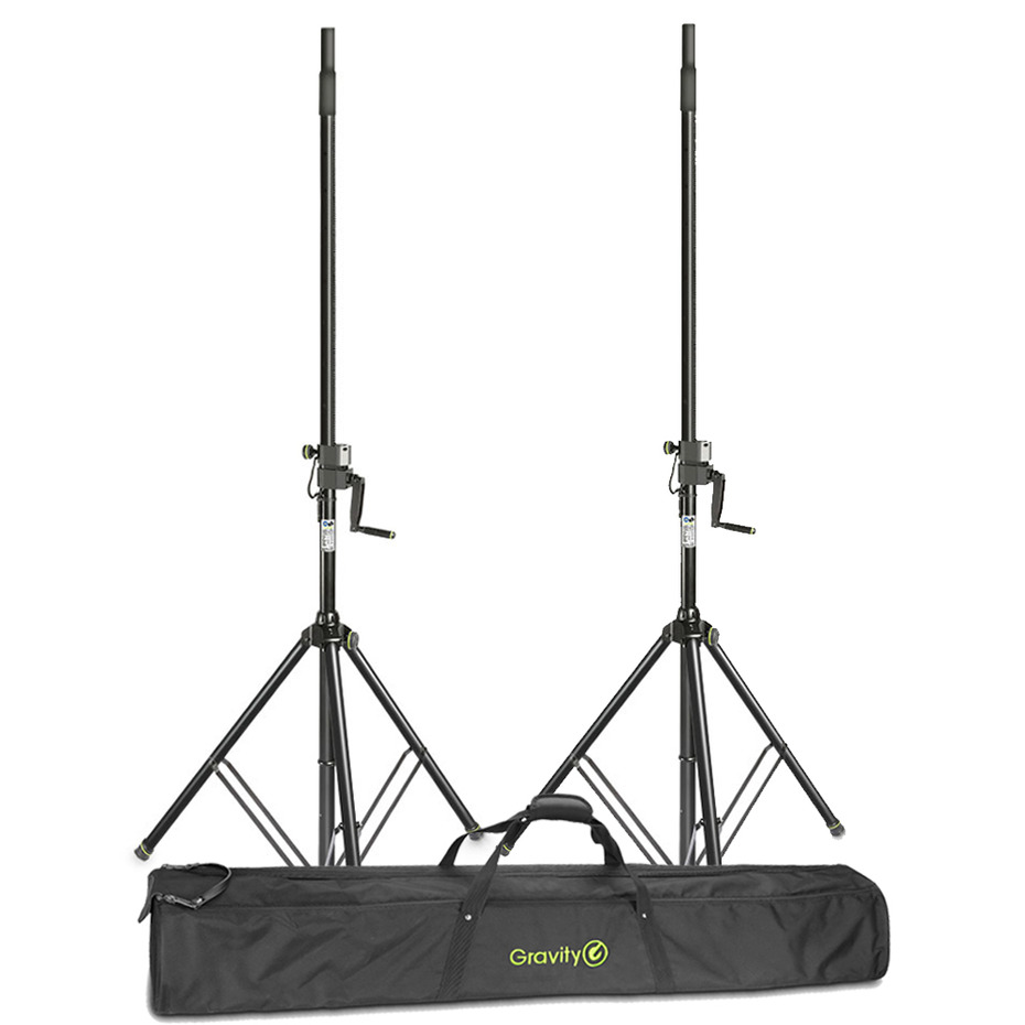 Gravity SP 4722 B Wind-Up Speaker Stands (Pair) with Transport Bag