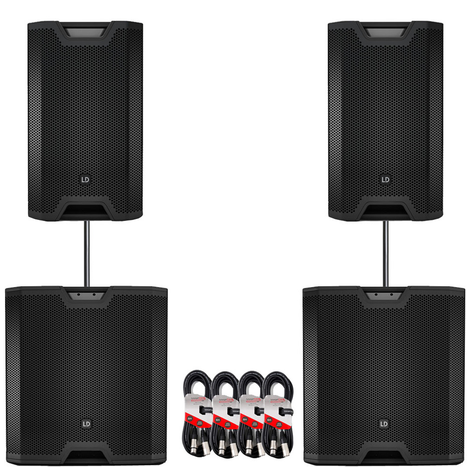 LD Systems ICOA 15A (Pair) + Sub 18A (Pair) w/ Poles, Covers & Cables