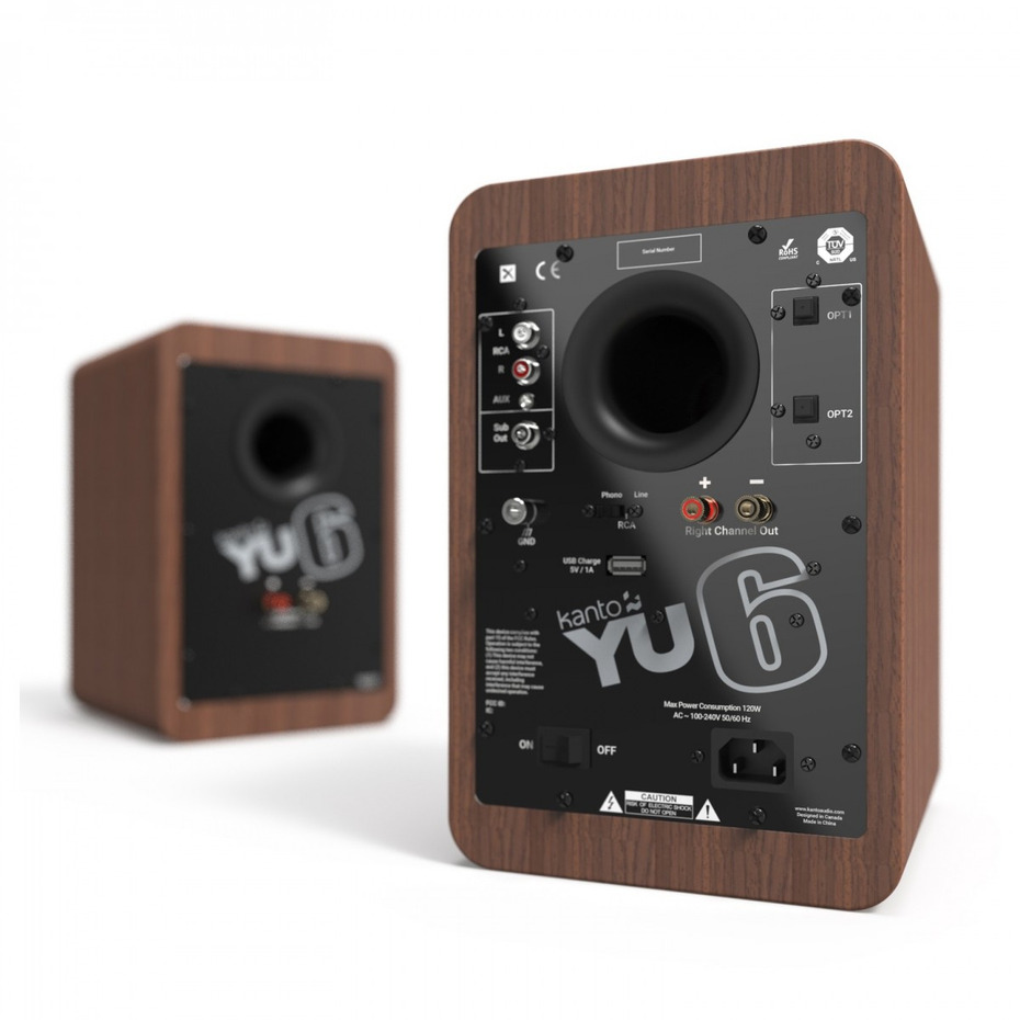 Kanto YU6 Powered Bookshelf Speakers - Walnut