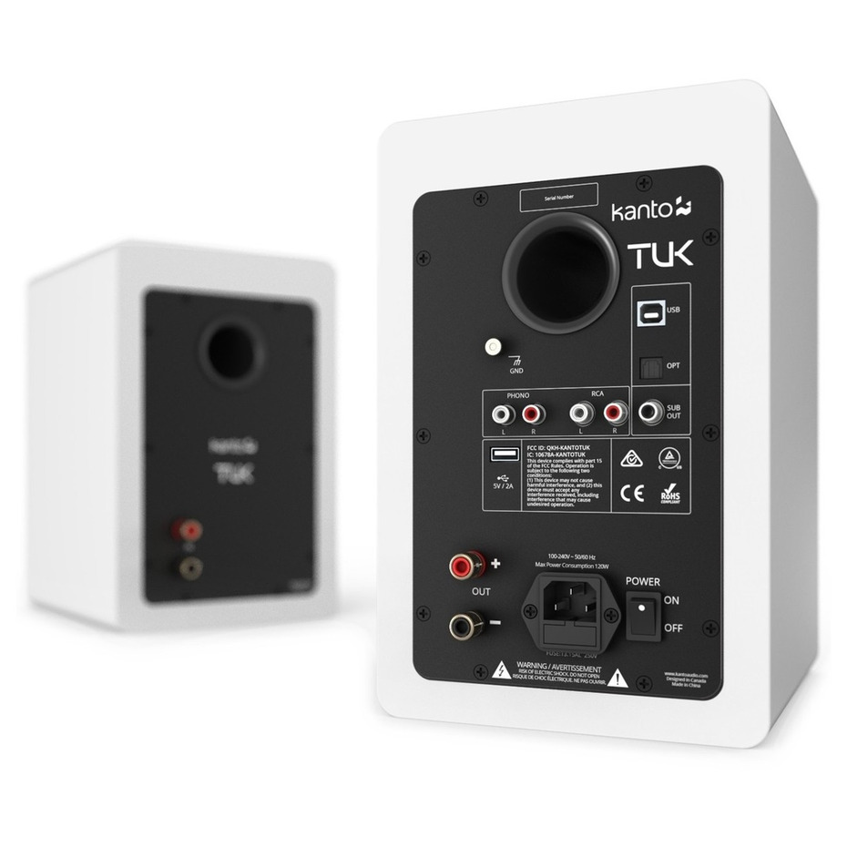 Kanto TUK Powered Bookshelf Speakers with Bluetooth (Pair) - Matte White