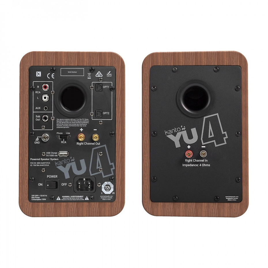 Kanto YU4 Powered Bookshelf Speakers (Pair) - Walnut