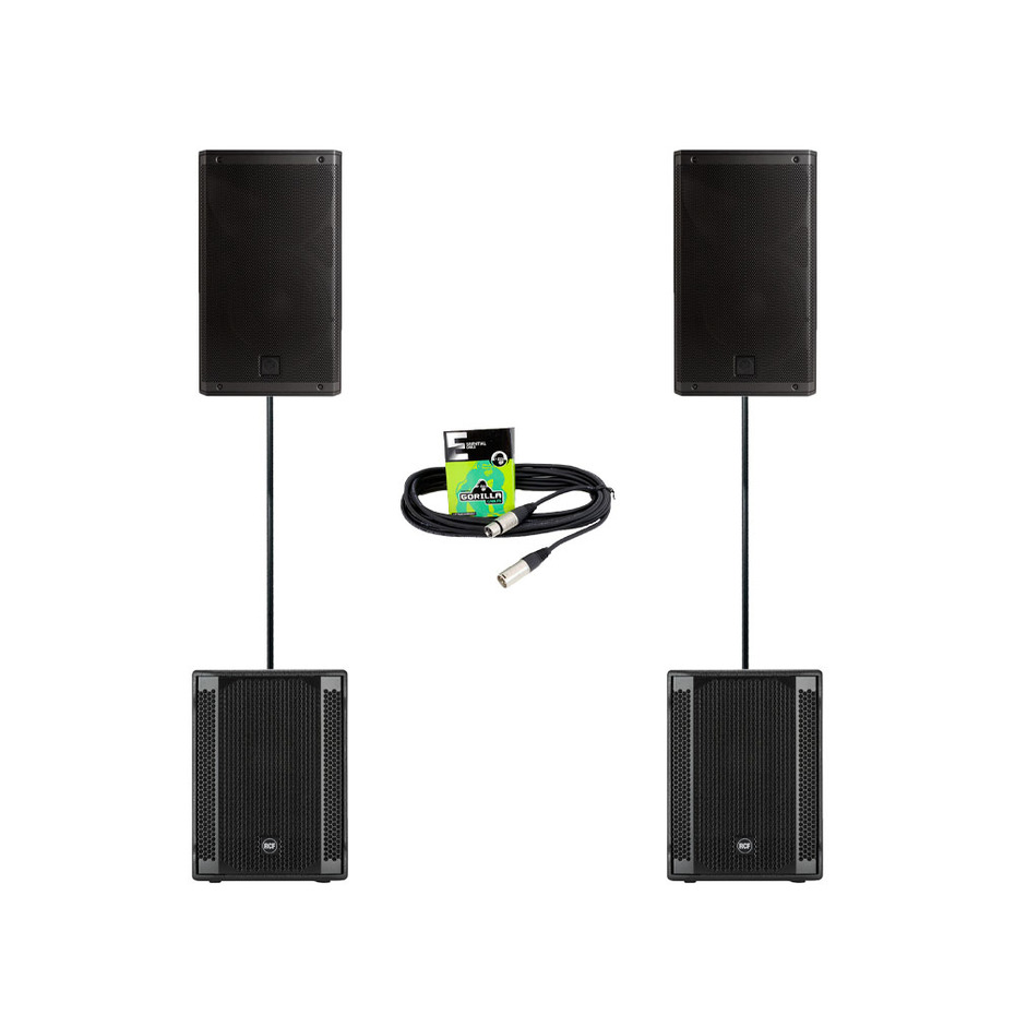 RCF Art 912-A (Pair) + 702AS II (Pair) w/ Poles & Cable