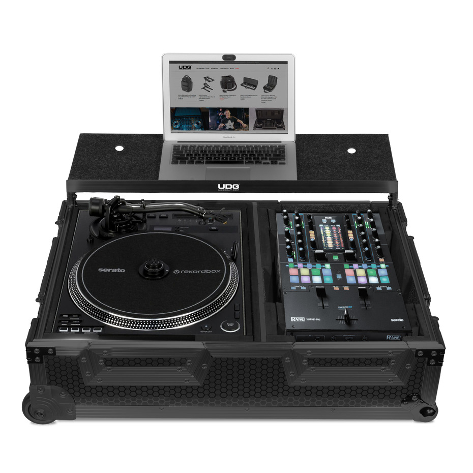 UDG Ultimate Flight Case Single Turntable Battle/ PLX-CRSS12 & 10"/12" Mixer Black Plus