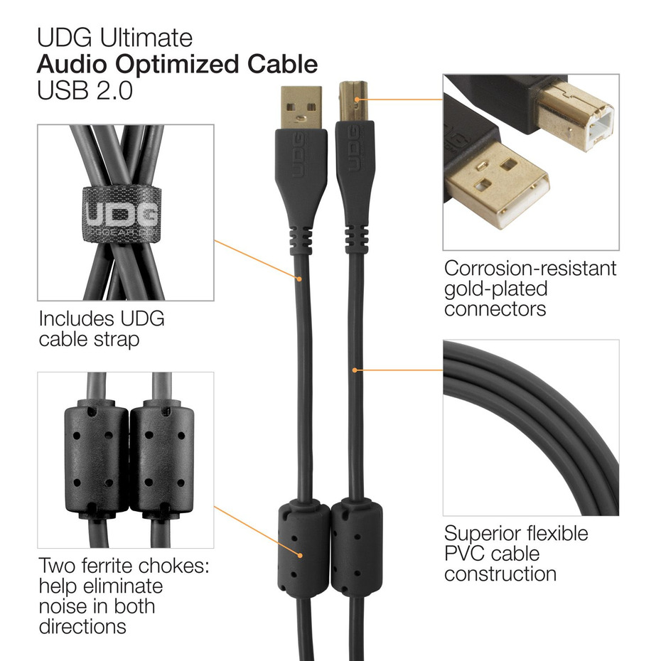 UDG Ultimate Audio Cable USB 2.0 A-B Black Angled