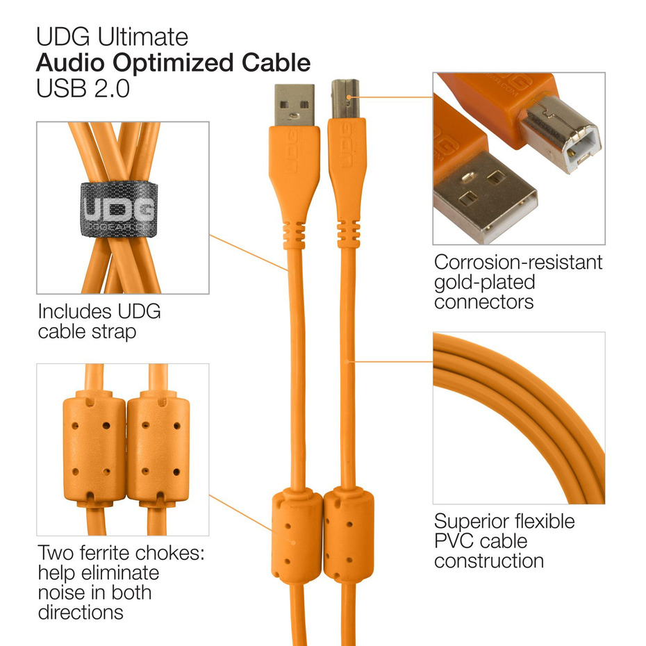 UDG Ultimate Audio Cable USB 2.0 A-B Orange Angled