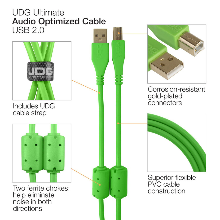 UDG Ultimate Audio Cable USB 2.0 A-B Green Straight