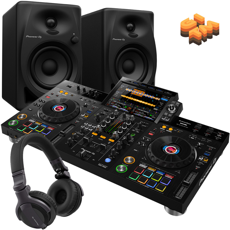 Pioneer DJ XDJ-RX3, DM-40 Monitors + HDJ-CUE1 Bundle